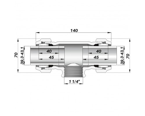 Соединение зажимное тройное с внутренней резьбой DN32(39,3-43,1 мм) х 1 1/4″ TK AGAflex