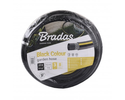 Шланг для полива BLACK COLOUR 1/2″ 20м, Bradas Польша черный WBC1/220