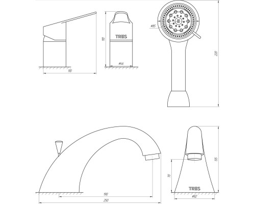 Смеситель для ванны TRES BM 139145