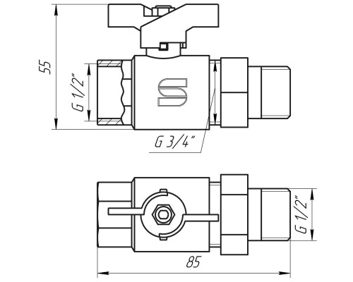 Кран кульовий прямий з американкою SELBA 1/2″ КБ SL1509 - SELBA