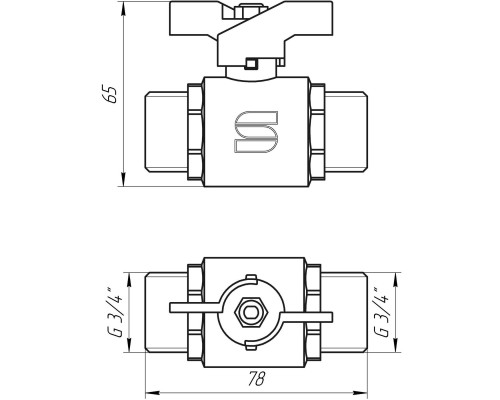 Кран шаровый прямой SELBA 3/4″ НН КБ SL1503