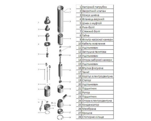 Насос свердловинний шнековий VOLKS pumpe 3QGD 1,5-90-0,55кВт 3 дюйми + кабель 15м - VOLKS