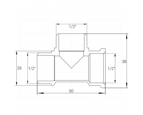 Трійник латунний 1/2″ВР х 1/2″ЗР х 1/2″ЗР штампований А0204А VA - VA