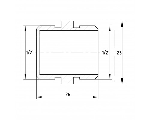 Ніпель латунний 1/2″ЗР х 1/2″ЗР штампований під прокладку А0501-1А VA - VA