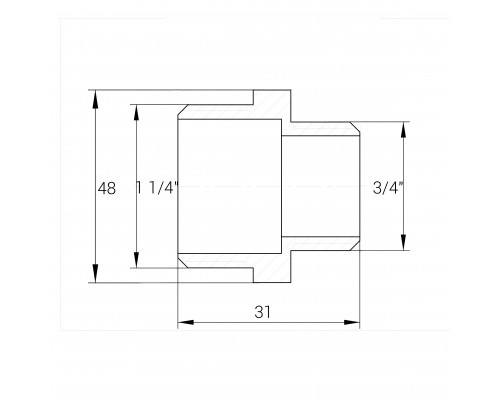 Ніпель редукційний латунний 1 1/4″ЗР х 3/4″ЗР штампований А0593А VA - VA