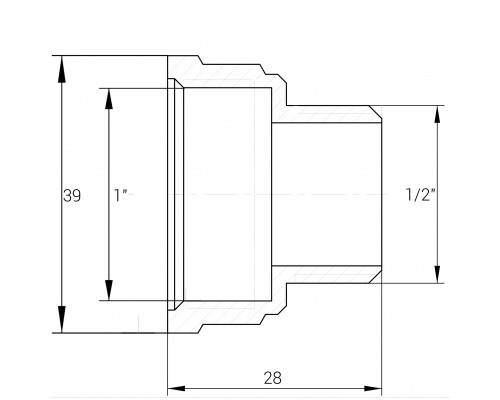 Переходник редукционный латунный 1″ВР х 1/2″НР штампованный А0602А VA