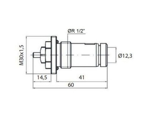 Клапан OUTER під термоголовку М30x1,5 панельного радіатора PROFESSIONAL NV-QP 5200 1/2″ЗР (на трубу) - Solomon