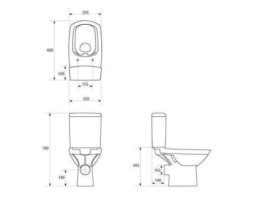 Компакт Cersanit 559 CARINA CLEAN ON 011 3/5л. низ., гориз., компл. з кришкою LIFT - Cersanit