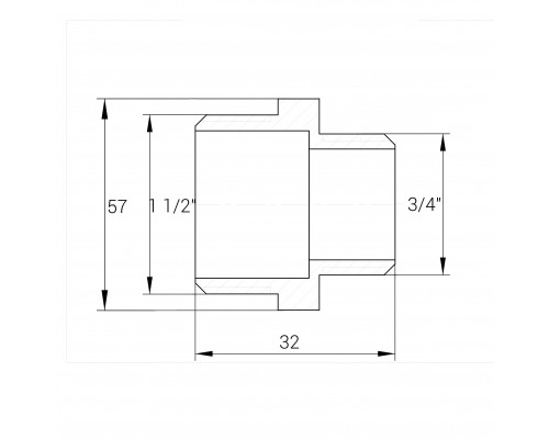 Ніпель редукційний латунний 1 1/2″ЗР х 3/4″ЗР штампований А0510А VA - VA