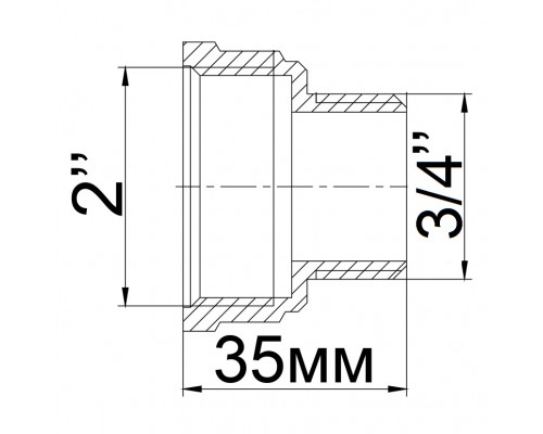 Перехідник редукційний латунний 2″ВР х 3/4″ЗР ливарний посилений 623-1Б - !NoName