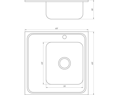 Мийка кухонна накладна прямокутна 600х600х180 Decor Right MR 6060 R D Mira - MIRA