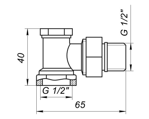 Кран радіаторний кутовий ECO Technology ECO5007 (ECO5107) 1/2″ під ключ з ущільнювачем - ECO Technology