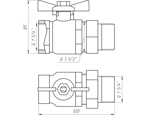 Кран кульовий прямий з американкою ARCO 1 1/4″ SENA 154106 - ARCO