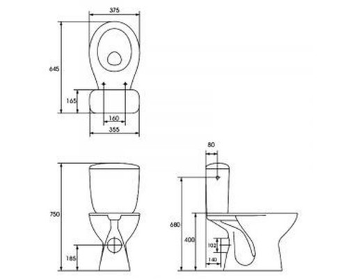 Компакт Cersanit 653 TAPIA 010 3/6 з кришкою поліпропілен - Cersanit