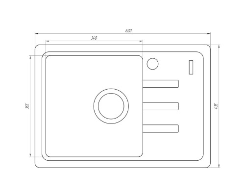 Гранітна мийка Globus Lux MONO мигдаль 620х435мм-А0008 - Globus Lux