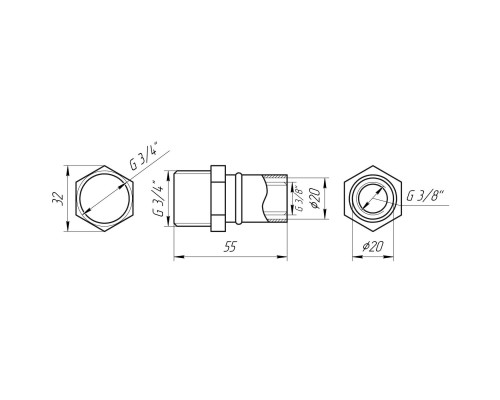 Муфта із зовнішньою різьбою прес APE ITALY AP 101 3/4″х20 - APE