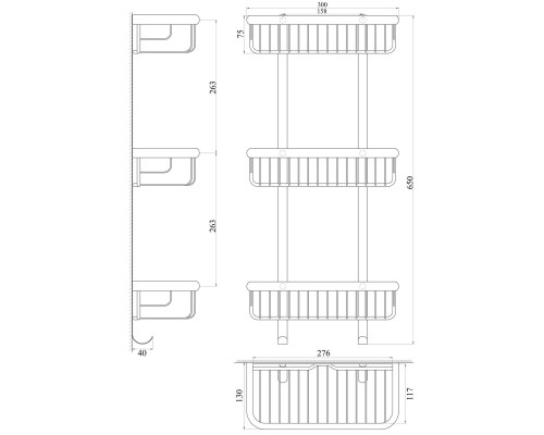 Поличка пряма потрійна TOPAZ 4103 - TOPAZ