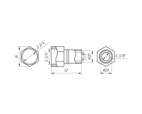 Муфта із внутрішньою різьбою прес APE ITALY AP 102 3/4″х20 - APE