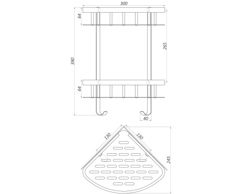 Полка подвійна кутова TOPAZ TKB-9902-BL - TOPAZ