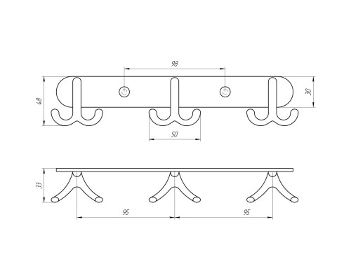 Планка з гачками Perfect Sanitary Appliances RM 1502-3 - Perfect Sanitary Appliances