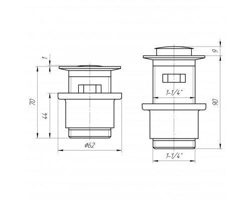 Донний клапан Globus Lux HG-041S-S- BR (Click-clack) Стального кольору - Globus Lux