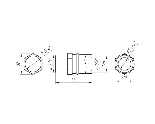 Муфта із зовнішньою різьбою прес APE ITALY AP 101 3/4″х26 - APE