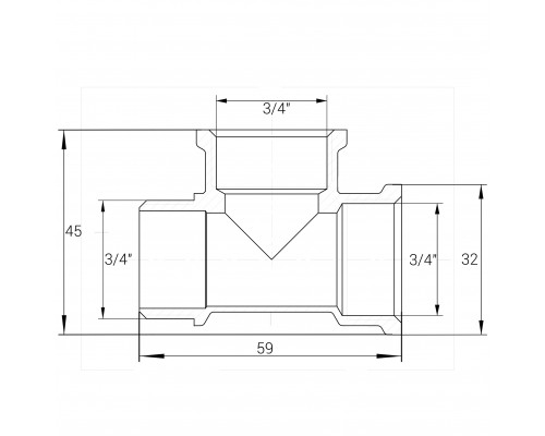 Трійник нікельований 3/4″ВР х 3/4″ВР х 3/4″ЗР штампований А0254А(нк) VA - VA