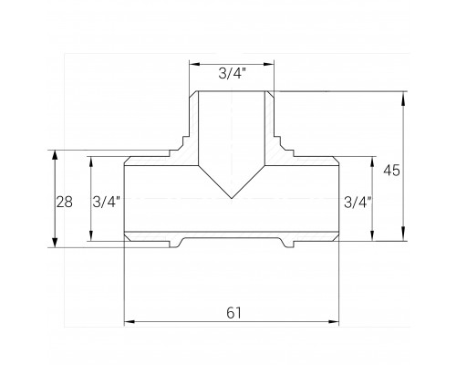 Трійник нікельований 3/4″ЗР х 3/4″ЗР х 3/4″ЗР штампований A0246А(нк) VA - VA