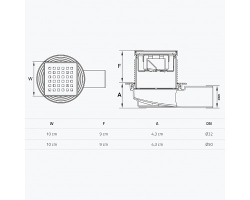 Трап душевой TILLO TM421 10х10см