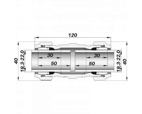 Соединение зажимное прямое двустороннее DN15(19,3-22,0 мм) OK AGAflex