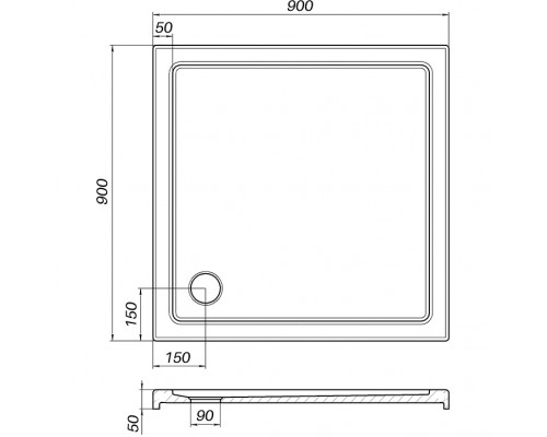 Душевой поддон квадратный BOBR SS90I BRAVO (1уп.)