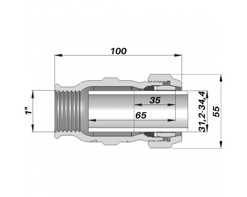 Соединение прямое зажимное с внутренней резьбой DN25(31,2-34,4 мм) х 1″ IK AGAflex