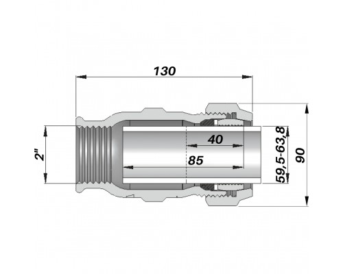 Соединение прямое зажимное с внутренней резьбой DN50(59,5-63,8 мм) х 2″ IK AGAflex