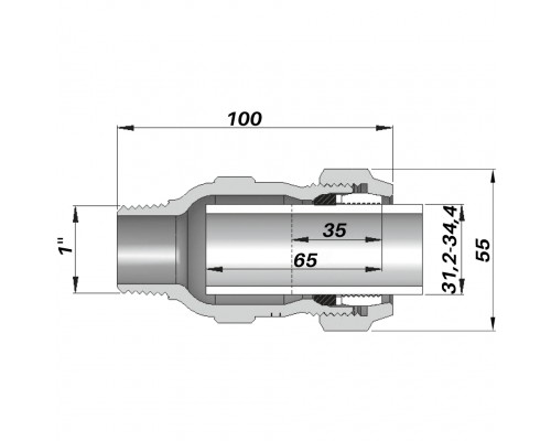 Соединение прямое зажимное с наружной резьбой DN25(31,2-34,4 мм) х 1″ AK AGAflex