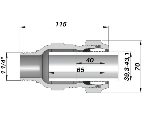 Соединение прямое зажимное с наружной резьбой DN32(39,3-43,1 мм) х 1 1/4″ AK AGAflex