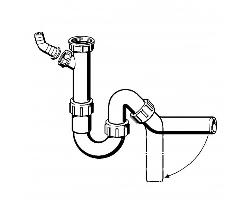 Сифон для раковини VIEGA 1 1/2″х40 з відводом, 45° пластик білий трубний б/г 101800 - VIEGA