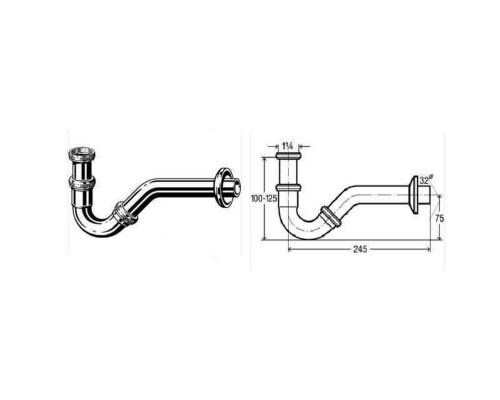 Сифон для бІде VIEGA 1 1/4″х1 1/4″ хром трубний 103781 - VIEGA