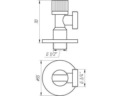 Кран шаровый угловой SOLOMON 1/2″х3/4″ A7032