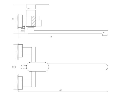 Змішувач для ванни TOPAZ BARTS TB 07116-H36 - TOPAZ