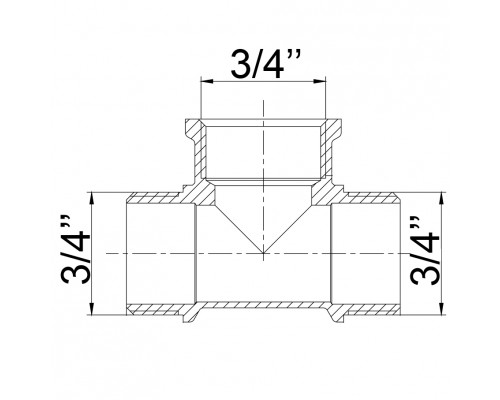 Трійник латунний 3/4″ЗР х 3/4″ВР х 3/4″ЗР ливарний 658Б - !NoName