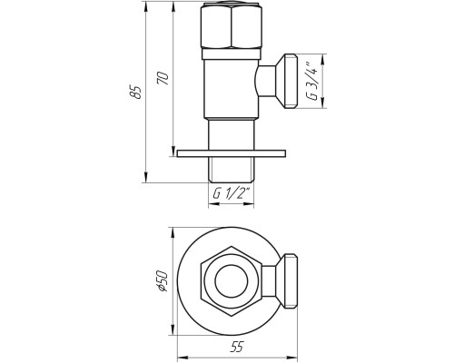 Кран кульовий кутовий Professional 1/2″х3/4″ NV-QP888 - Quality Professional