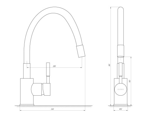 Змішувач для кухні Globus Lux LAZER GLLR-0203SB - Globus Lux