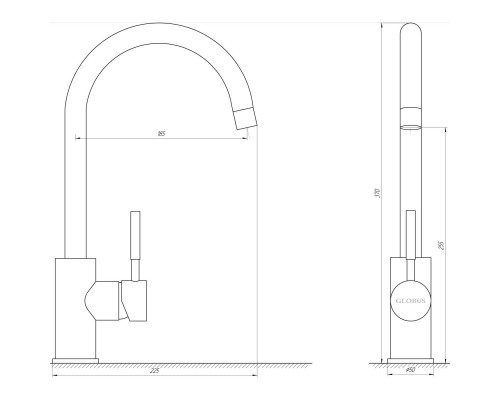 Змішувач для кухні Globus Lux LAZER GLLR-0203S-2-ARENA - Globus Lux