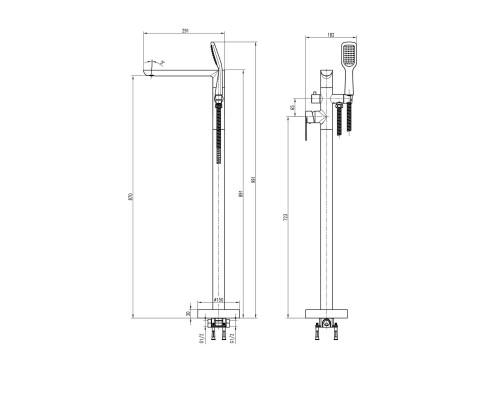 Змішувач для ванни TOPAZ BARTS TB 07113-H36 - TOPAZ