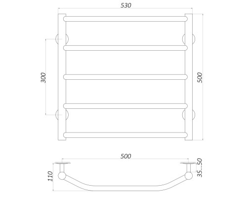 Рушникосушарка UNIO LT W 500-500-5 Драбинка Трапеція вода - UNIO