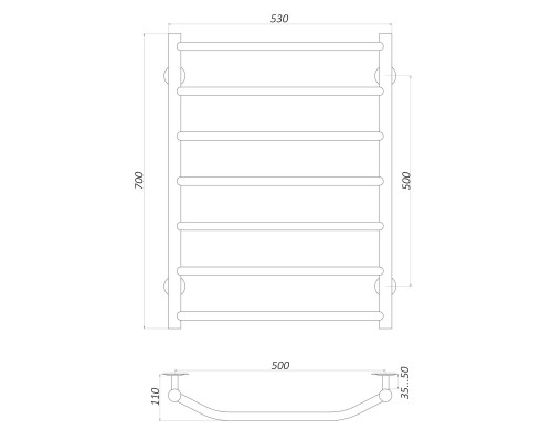 Полотенцесушитель UNIO LT W 700-500-7 Лесенка Трапеция вода