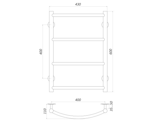 Рушникосушарка UNIO LD W 600-400-4 Драбинка Дуга вода - UNIO