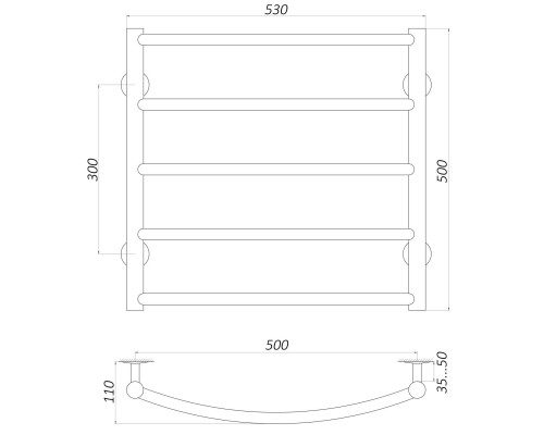 Рушникосушарка UNIO LD W 500-500-5 Драбинка Дуга вода - UNIO