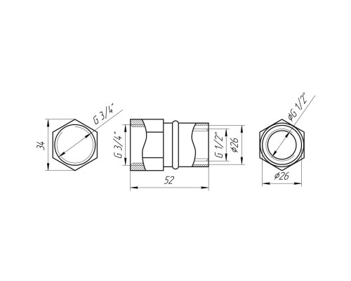 Муфта із внутрішньою різьбою прес APE ITALY AP 102 3/4″х26 - APE