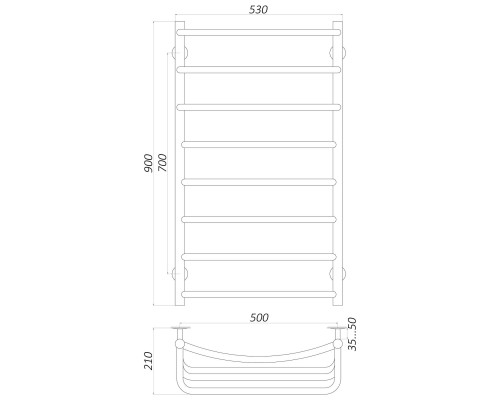 Рушникосушарка UNIO LКD W 900-500-8 Драбинка Каскад Дуга вода - UNIO